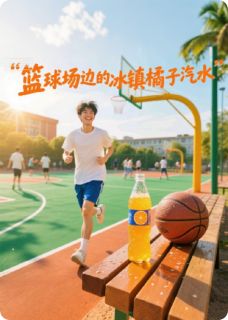 篮球场边的冰镇橘子汽水